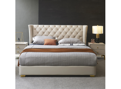 Chesterfield-mallinen sänky makuuhuone keinonahka pehmuste 180x200 uusi